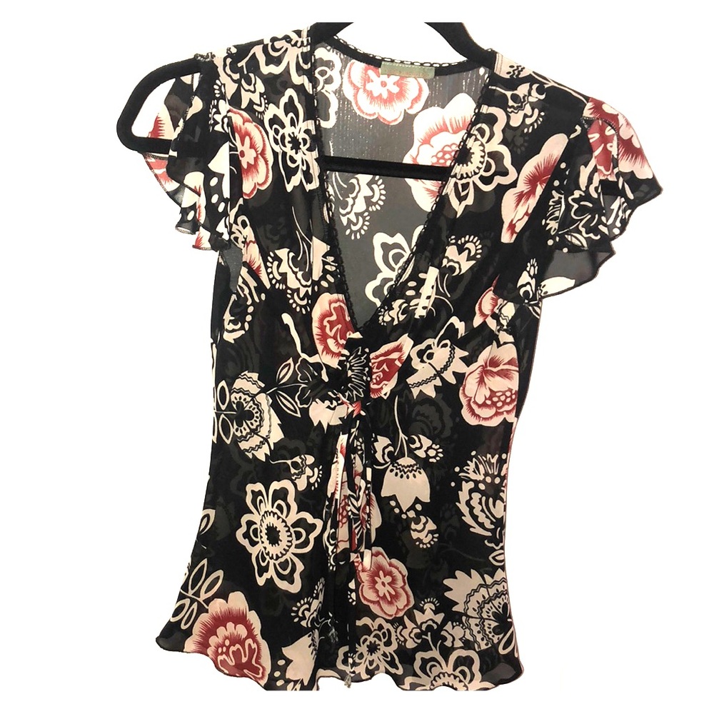 Black floral blouse